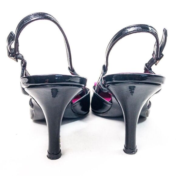 Versani Black Patent Knife Slingbacks Pink Gumball Sz 6B - Picture 5 of 11